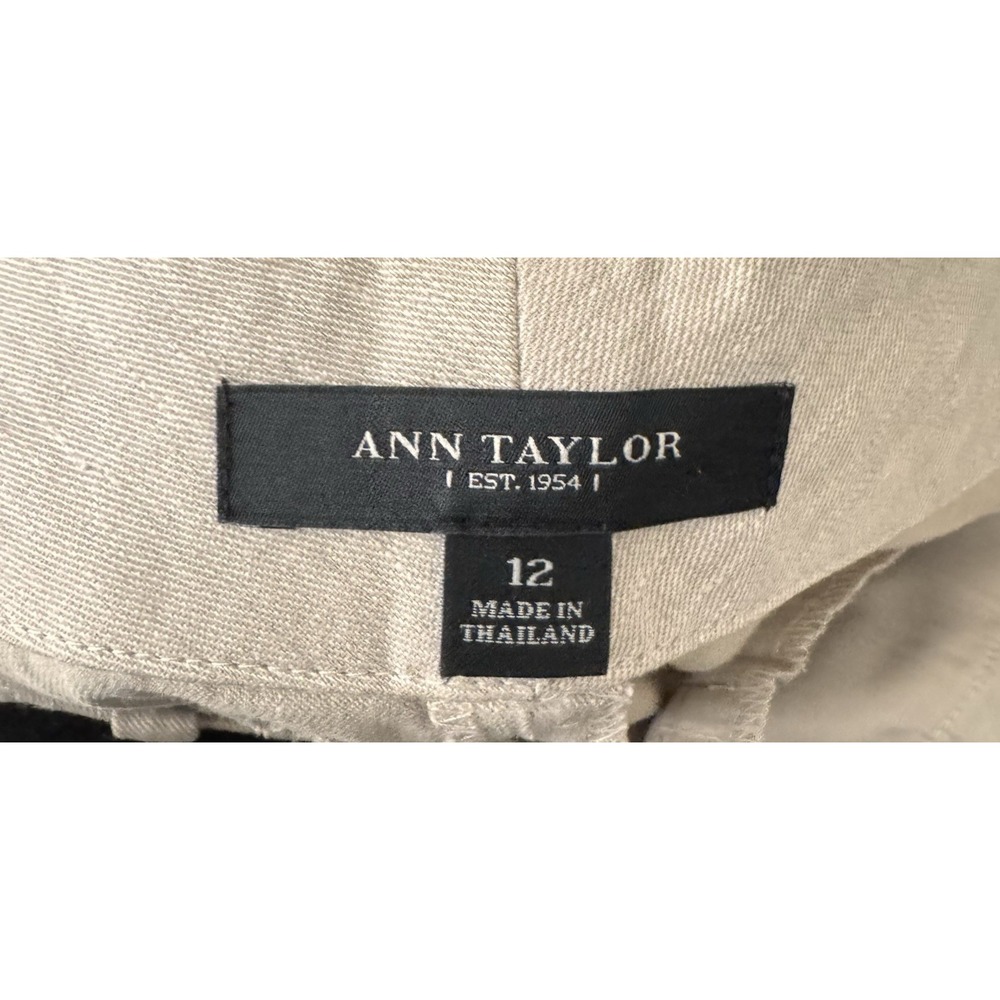 Ann Taylor Women's 12‎ Tan Khaki Linen Blend Stretch Signature Fit Dress Pants - Picture 4 of 5